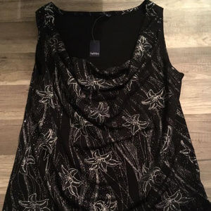 Reitman's Black Glittery Sleeveless Blouse Sz XL